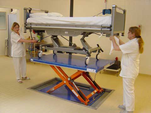 CCB1000B EdmoLift scissor lift tables Hospital beds cleaned